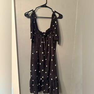 Black polka dot dress
